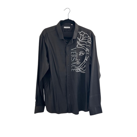Versace Collection Other - VERSACE Men's Gray Long Sleeve Button Up Shirt Medusa Graphic XXL